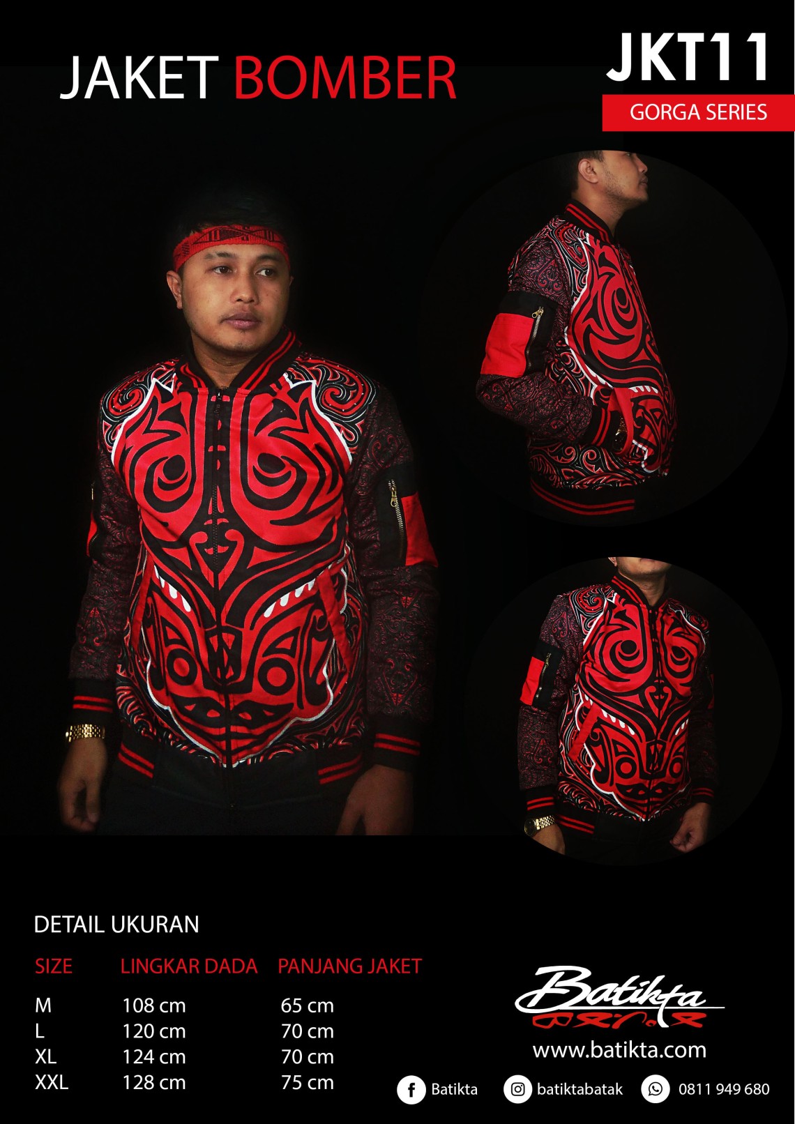 JKT11 Jaket Batik Limited Edition Motif Gorga Singa-Singa Warna Merah Putih Hitam profile picture