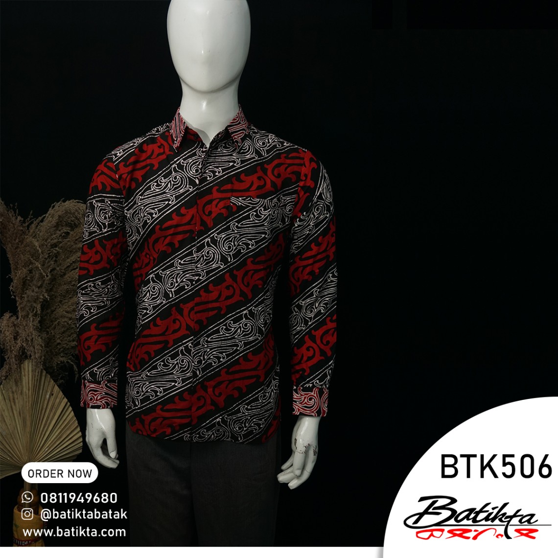 BTK506 Kemeja Batik Motif Gorga Warna Merah Putih Hitam profile picture