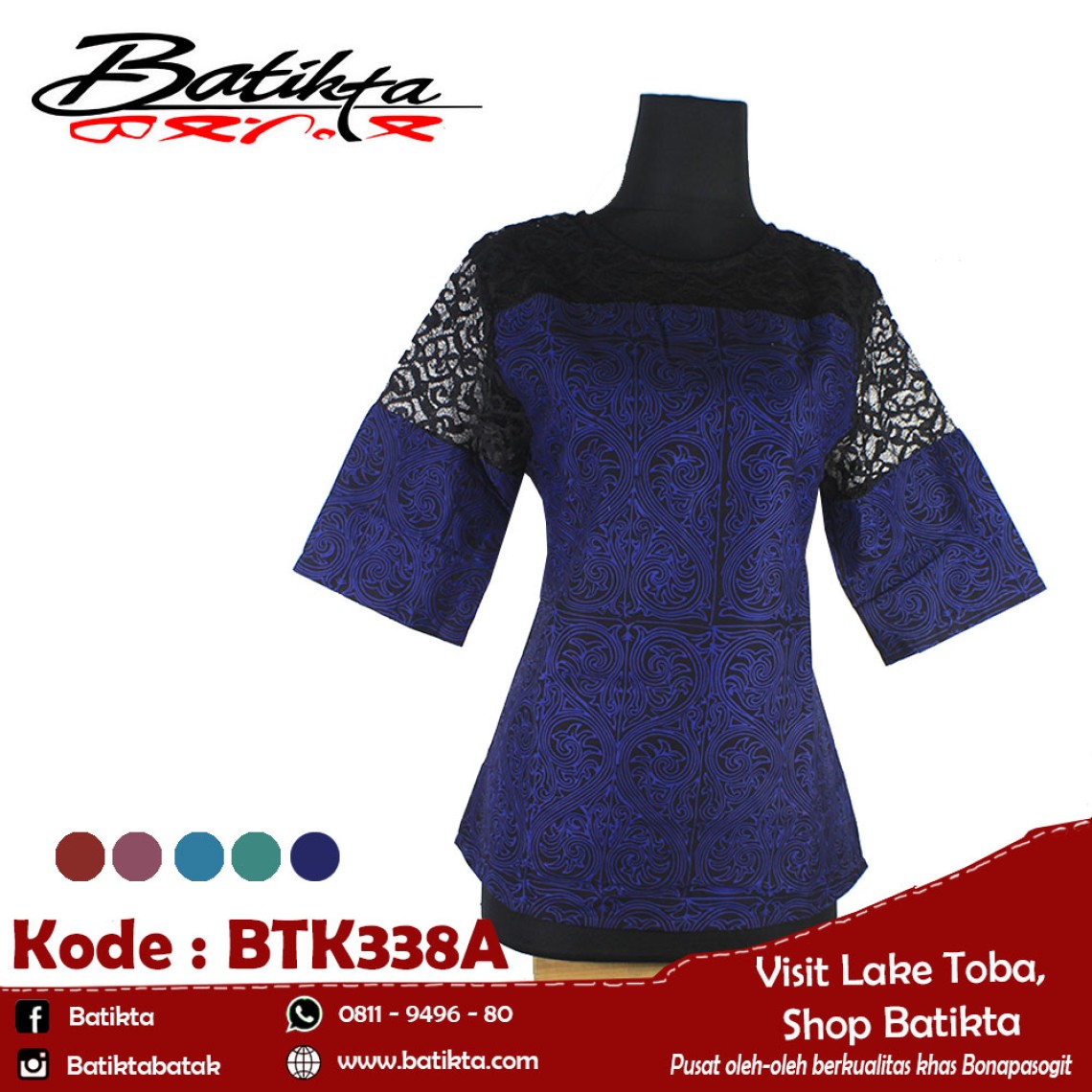 BTK338A Blus Batik Motif Gorga Warna Biru Tua Putih Hitam profile picture