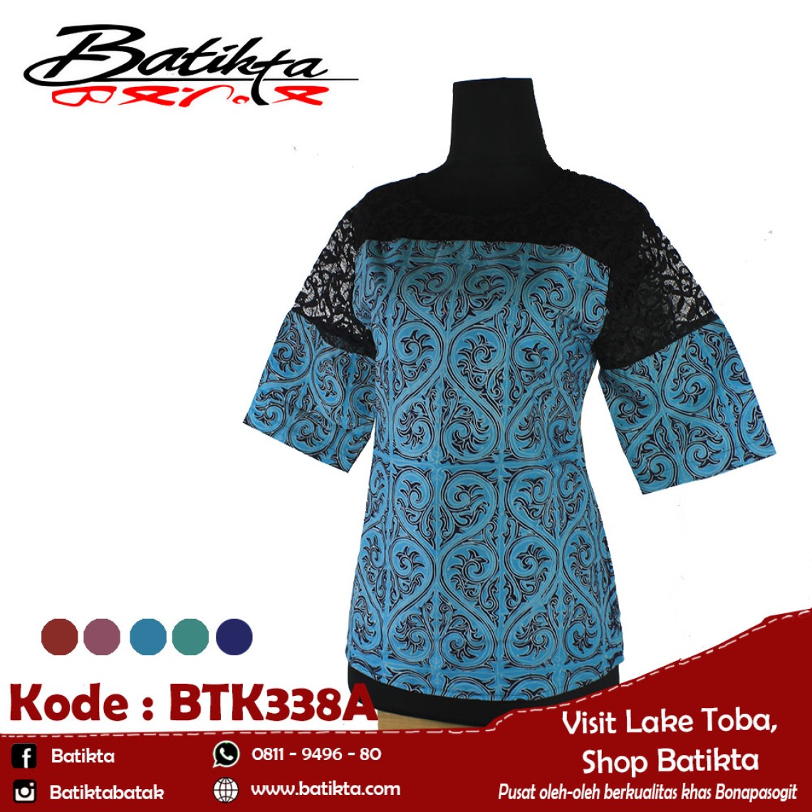 BTK338A Blus Batik Motif Gorga Warna Hijau Tosca Putih Hitam profile picture