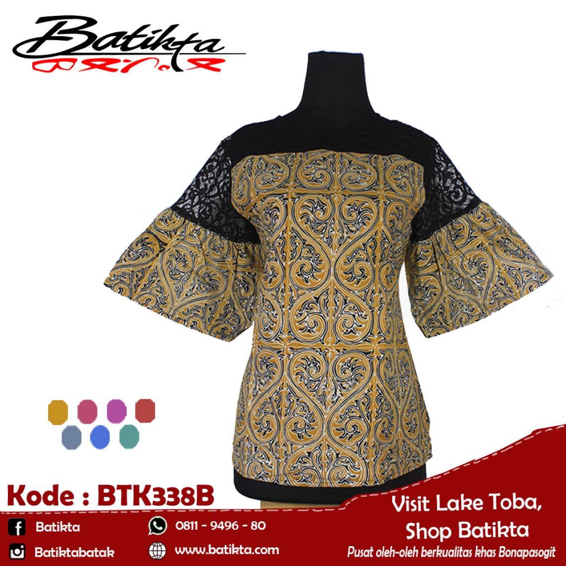 BTK338B Blus Batik Motif Gorga Warna Kuning Putih Hitam profile picture