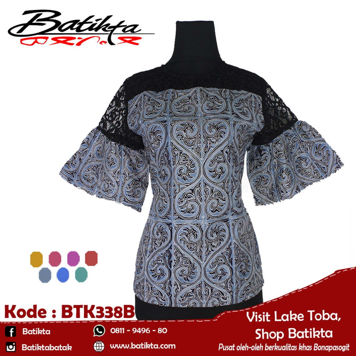 BTK338B Blus Batik Motif Gorga Warna Biru Muda Putih Hitam profile picture