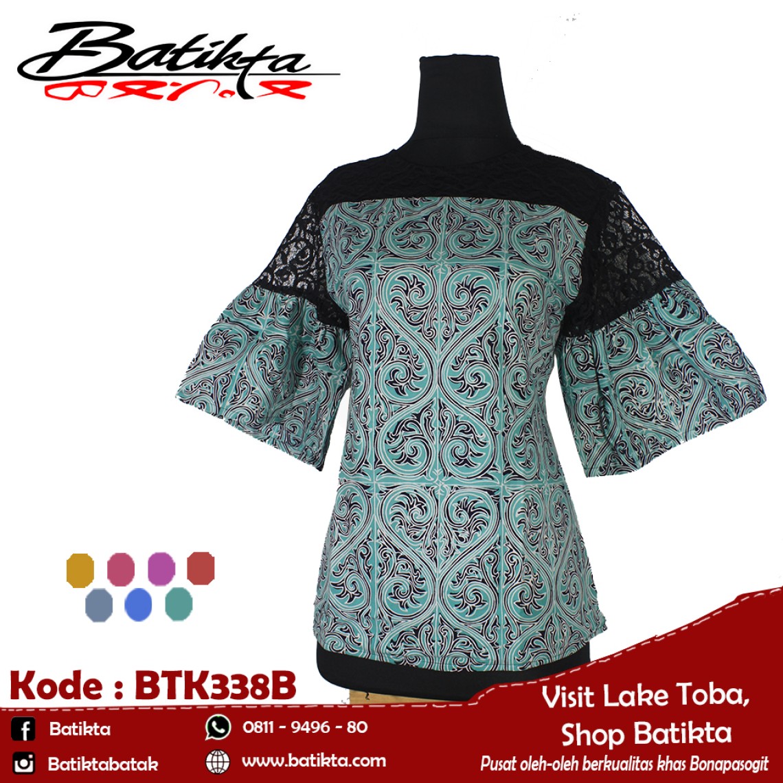 BTK338B Blus Batik Motif Gorga Warna Hijau Tosca Putih Hitam profile picture
