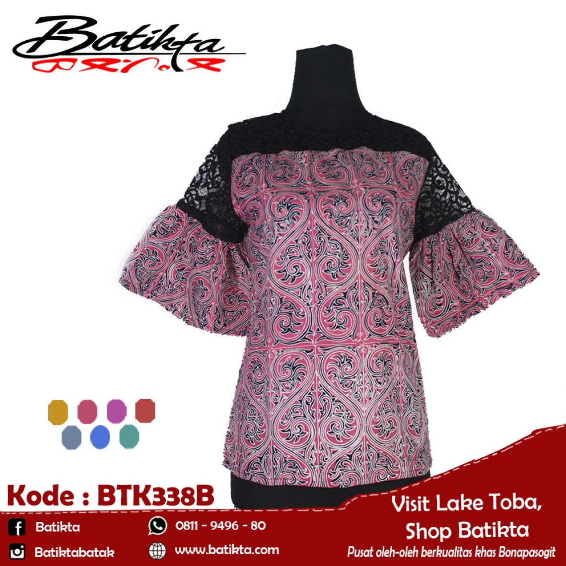 BTK338B Blus Batik Motif Gorga Warna Pink Putih Hitam profile picture