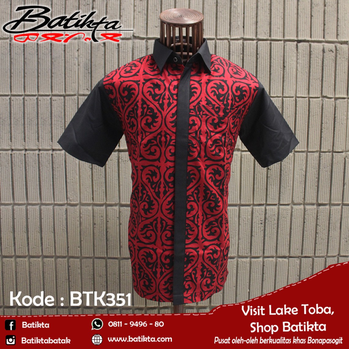 BTK351 HEM Batik Motif Gorga Warna Merah Hitam profile picture
