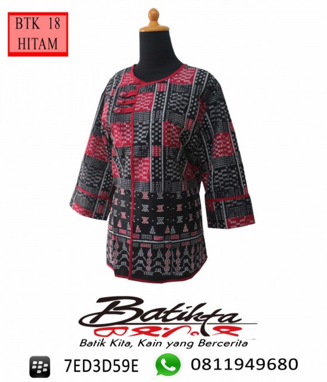 BTK18 Blus Batik Motif Ulos Sadum Warna Hitam Merah Putih profile picture