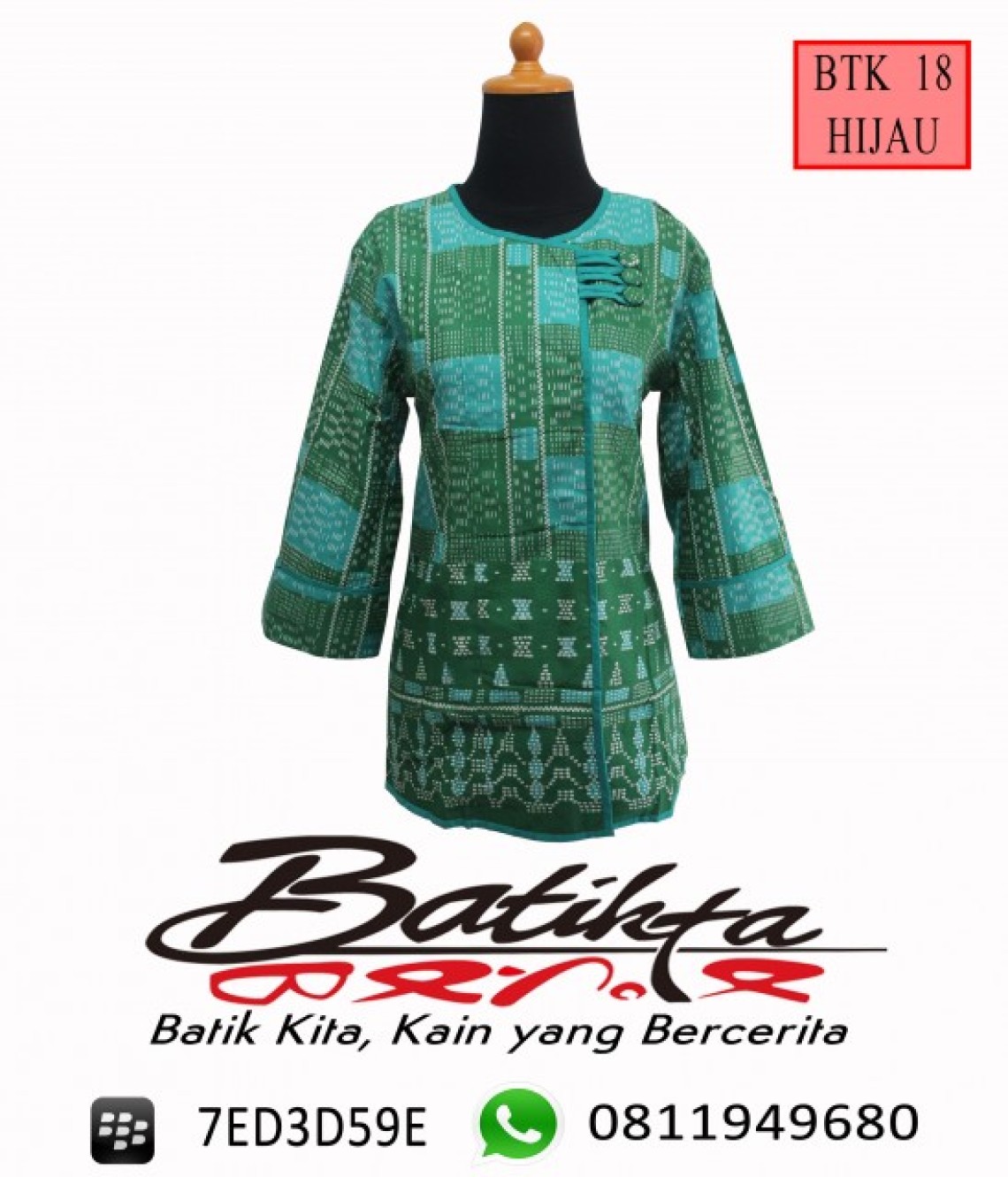BTK18 Blus Batik Motif Ulos Sadum Warna Hijau Biru Putih profile picture