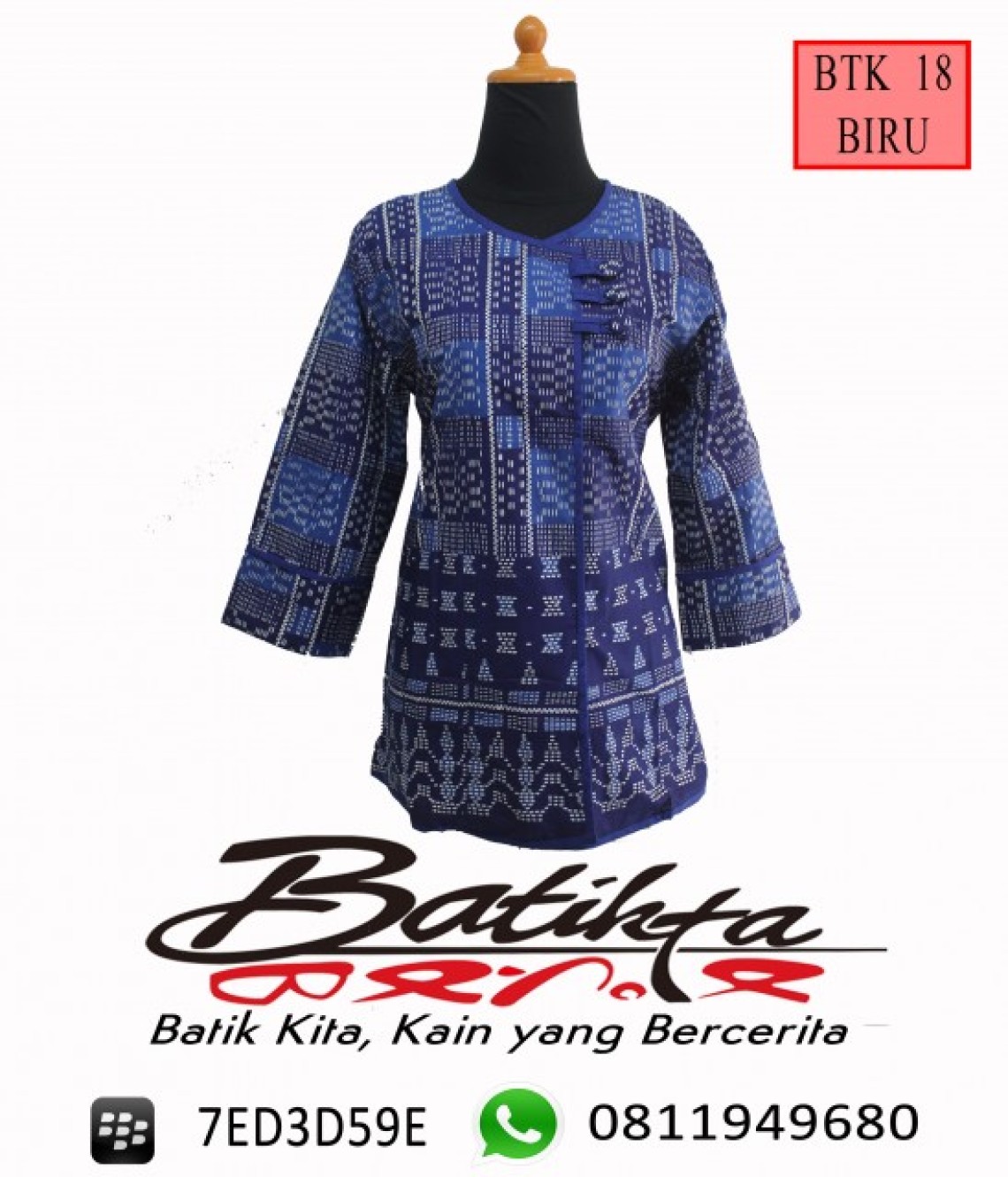 BTK18 Blus Batik Motif Ulos Sadum Warna Biru Putih profile picture