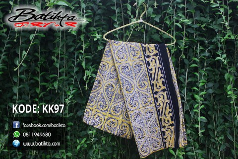 KK97 Kain Batik Motif Gorga Warna Kuning Putih Hitam