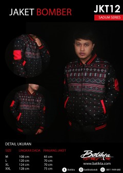 JKT12 Jaket Batik Limited Edition Motif Sadum Gorga Singa-Singa Warna Merah Putih Hitam
